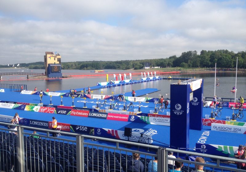 Triathlon next to a river
