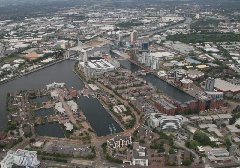 Aerial view of Salford Quays