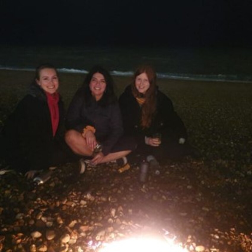 APEM - Ellen Purdue with friends on a beach