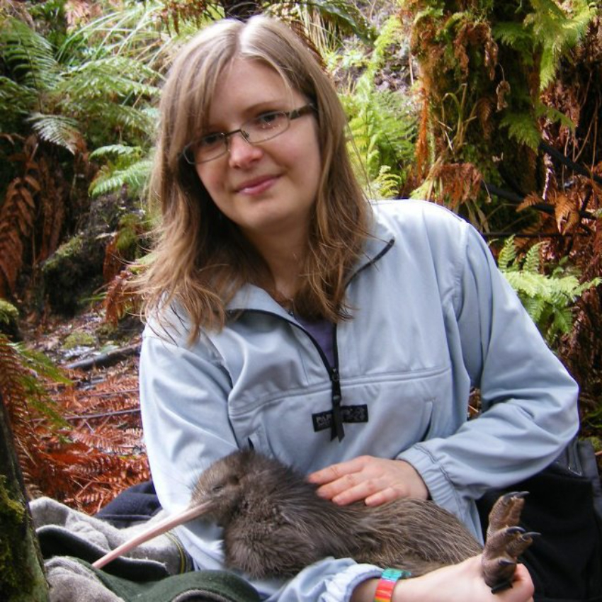 Sarah Atkinson and a kiwi