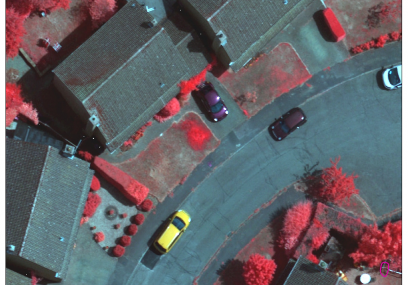 Aerial thermal imagery showing residuals home heat losses